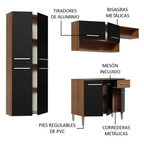 Mueble De Cocina Madesa Emilly 229 Cm Marron