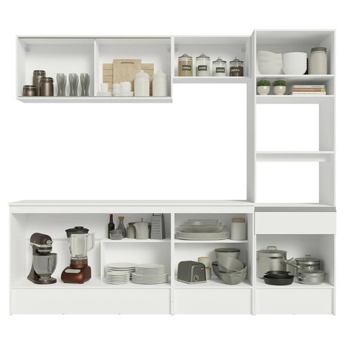 Mueble de Cocina Completa 240cm Blanco/Marrón Diamante Madesa 06.