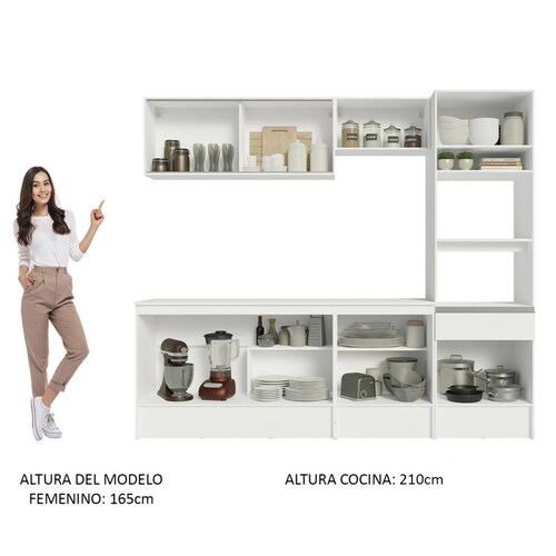 Mueble de Cocina Completa 240cm Blanco/Marrón Diamante Madesa 06.