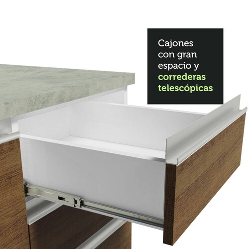 Alacena para Horno y Microondas Madesa Glamy 60 cm 1 Puerta 3 Cajones Blanco.
