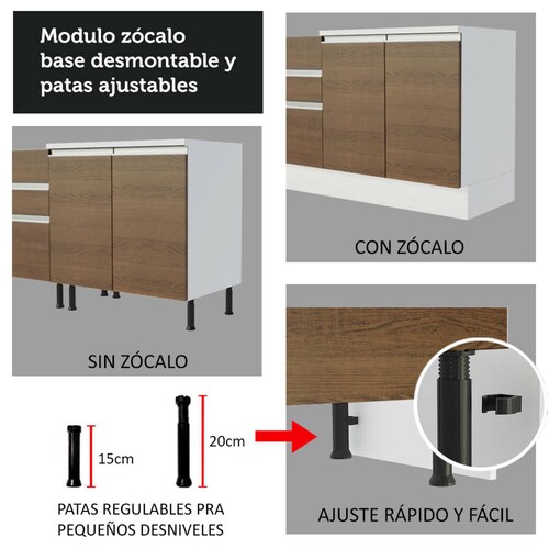 Alacena para Horno y Microondas Madesa Glamy 60 cm 1 Puerta 3 Cajones Blanco.