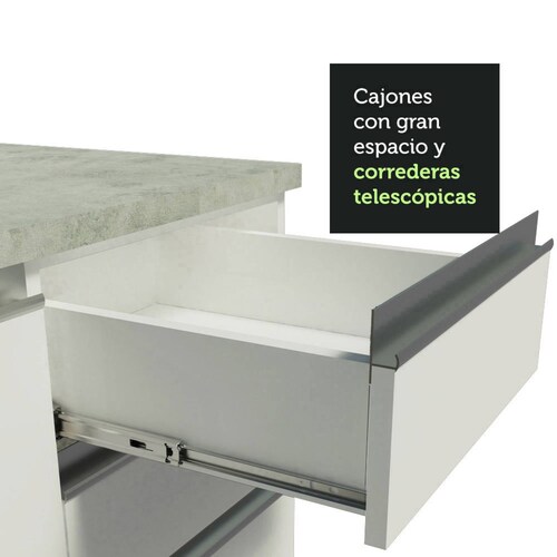 Mueble de Cocina Integral 350 cm Blanco/Marrón Glamy Madesa 01.