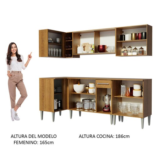 Mueble de Cocina Integral Esquinera 293cm Emilly Play Madesa04