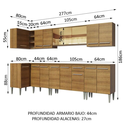 Mueble de Cocina Integral Esquinera 357cm Emilly Mega Madesa 03