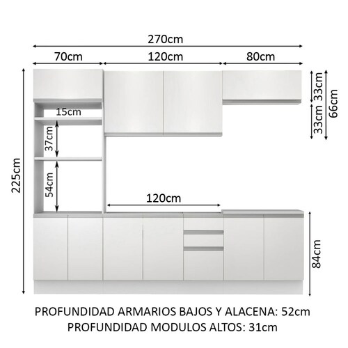 Mueble de Cocina Integral 270cm Viena Madesa 02