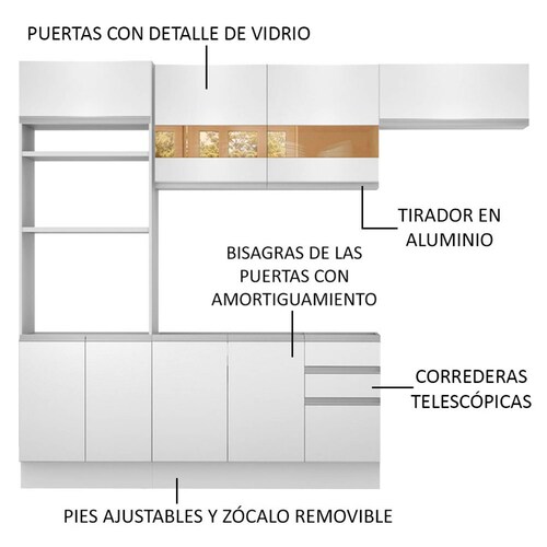 Mueble de Cocina Integral 270cm Marselha Madesa 01