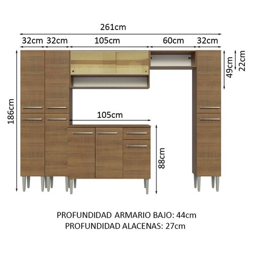 Mueble de Cocina Integral 261cm Emilly Madesa 04