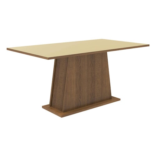 Juego de Comedor Madesa Britney Mesa con Tablero de Madera y 6 Sillas Marrón/Crema/Imperial