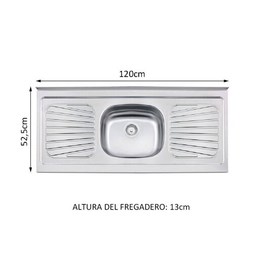 Tablero Tarja Inox para Mueble de Cocina Madesa 120 X 52 