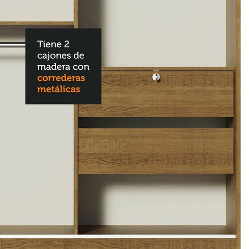 Ropero Madesa Luke 2 Puertas Correderas 1 con Espejo Blanco