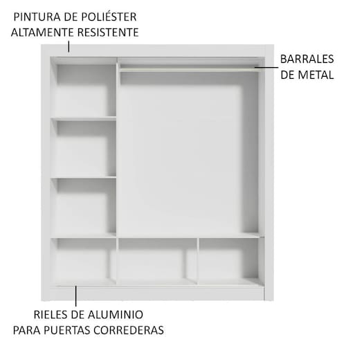 Ropero Madesa Mônaco 3 Puertas Correderas Marrón