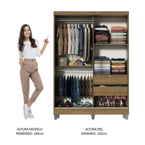 Ropero Madesa Luke 2 Puertas Correderas de Madera con Patas Blanco