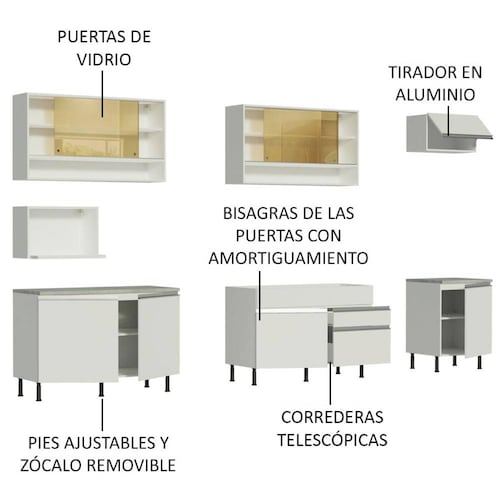 Mueble de Cocina Integral 300cm Blanco Verona Madesa 01SR