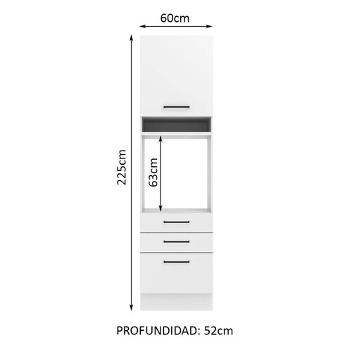 Mueble para Horno y Microondas Madesa Agata 60 cm 1 Puerta 3 Cajones Blanco