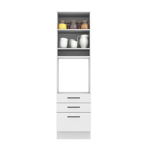 Mueble para Horno y Microondas Madesa Agata 60 cm 1 Puerta 3 Cajones Blanco