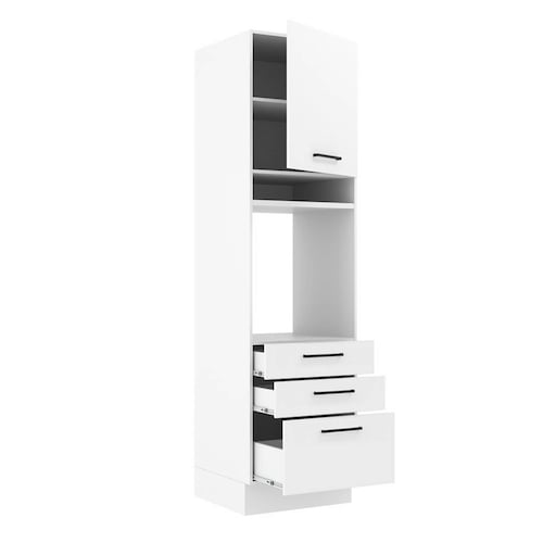 Mueble para Horno y Microondas Madesa Agata 60 cm 1 Puerta 3 Cajones Blanco