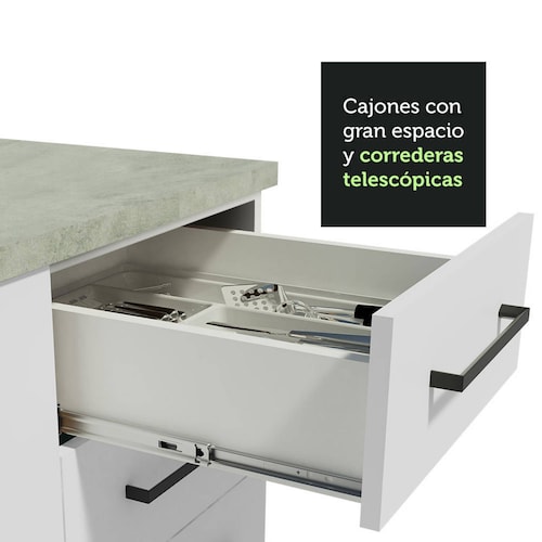 Mueble para Horno y Microondas Madesa Agata 60 cm 1 Puerta 3 Cajones Blanco