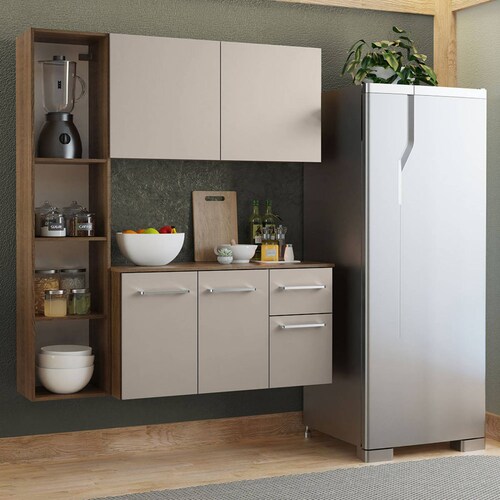 Cocina Compacta Easy Madesa 120cm Crema/Marrón.