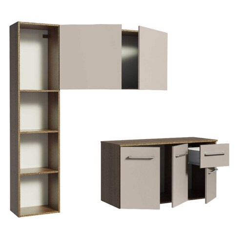 Cocina Compacta Easy Madesa 120cm Crema/Marrón.