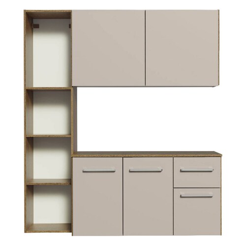 Cocina Compacta Easy Madesa 120cm Crema/Marrón.
