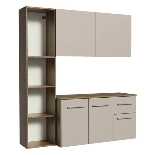 Cocina Compacta Easy Madesa 120cm Crema/Marrón.
