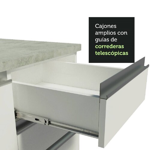 Mueble de Cocina Integral Madesa Glamy Con Mesón De Acero 180Cm