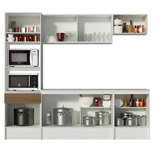 Cocina Integral Diamante Madesa 240cm Blanco/Marrón