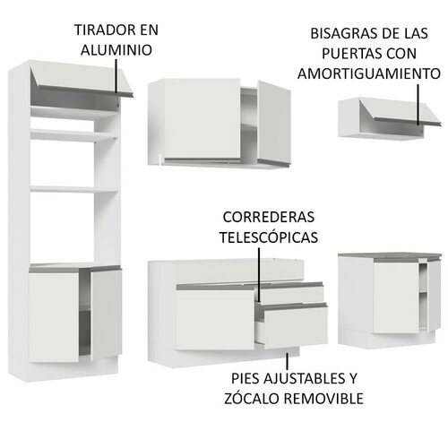 Cocina Integral Modular Madesa 270cm Glamy 13 BB.