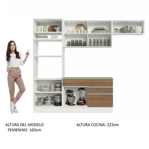 Cocina Integral Modular 270cm Madesa Glamy BM 14