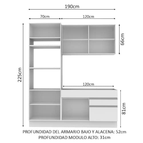 Mueble de Cocina Compacta Madesa Lívia Sin Encimera ni Tarja BB