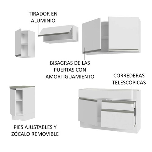 Mueble de Cocina Integral Glamy 240cm Madesa 07.