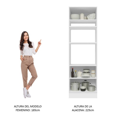 Alacena para Horno y Microondas Madesa Glamy 70cm 3 Puertas Blanco.