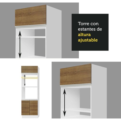 Mueble de Cocina para Horno y Microondas Madesa Glamy 70cm BB.