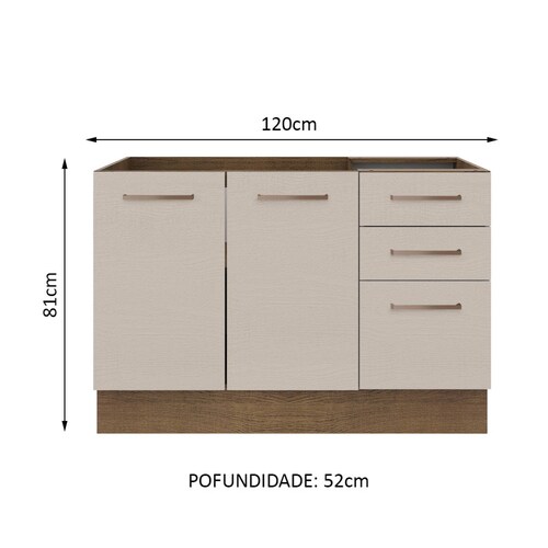 Mueble de Cocina Para Fregadero Agata Madesa Crema/Marrón.