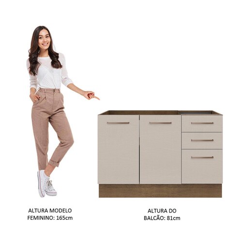Mueble de Cocina Para Fregadero Agata Madesa Crema/Marrón.