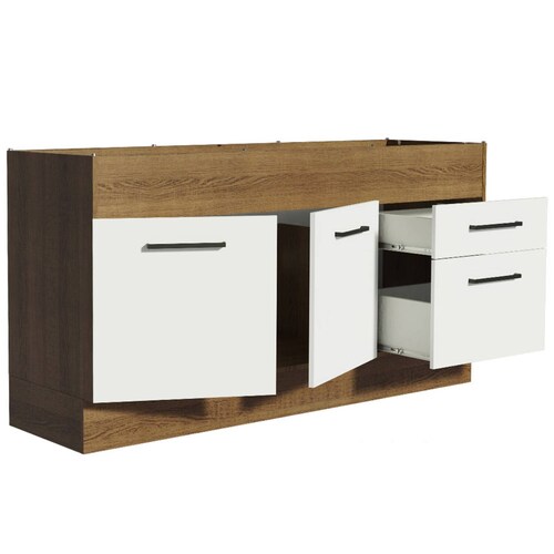 Mueble de Cocina Para Fregadero Madesa Agata 150cm Blanco/Marrón.