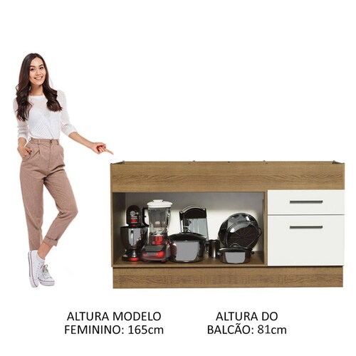 Mueble de Cocina Para Fregadero Madesa Agata 150cm Blanco/Marrón.
