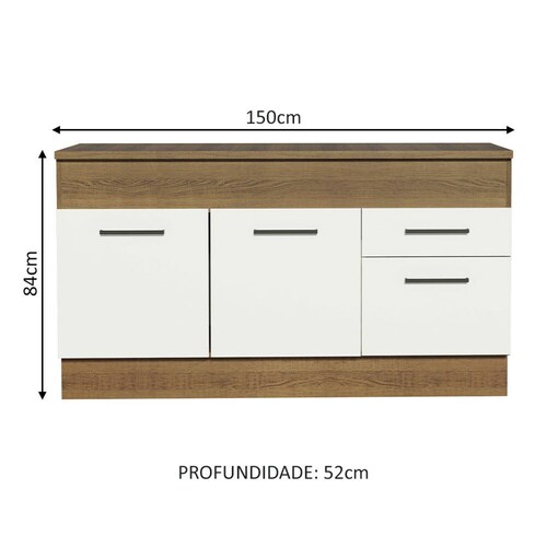 Mueble de Cocina Para Fregadero Madesa Agata 150 cm 2 Puertas e 2 Cajones (Con Tablero).