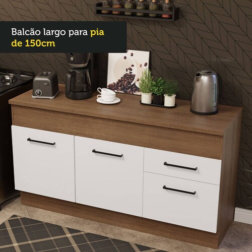Mueble de Cocina Para Fregadero Madesa Agata 150 cm 2 Puertas e 2 Cajones (Con Tablero).