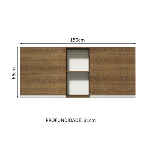 Alacena Madesa Glamy 150 cm 2 Puertas y 2 Nichos.