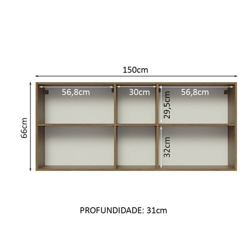 Alacena Madesa Glamy 150 cm 2 Puertas y 2 Nichos.