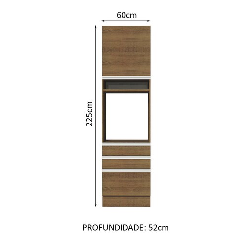 Mueble de Cocina Para Horno Madesa Glamy 60 cm 1 Puerta y 3 Cajones.