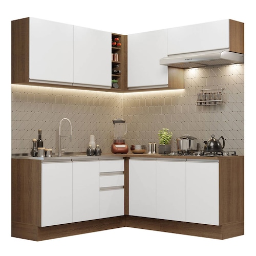 Cocina Integral Esquinera 349cm Glamy Madesa 03.