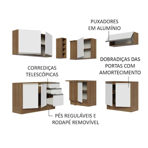 Cocina Integral Esquinera 349cm Glamy Madesa 03.