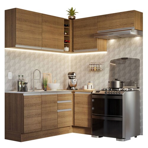 Cocina Integral Esquinera 349cm Glamy Madesa 07.