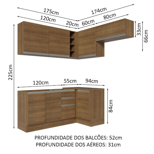 Cocina Integral Esquinera 349cm Glamy Madesa 07.