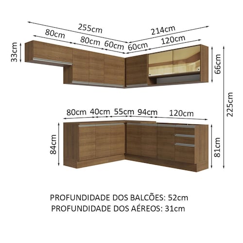 Cocina Integral Esquinera 469cm Glamy Madesa 01.