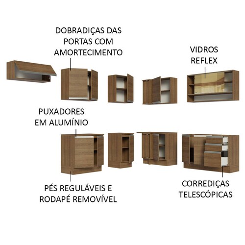 Cocina Integral Esquinera 469cm Glamy Madesa 01.