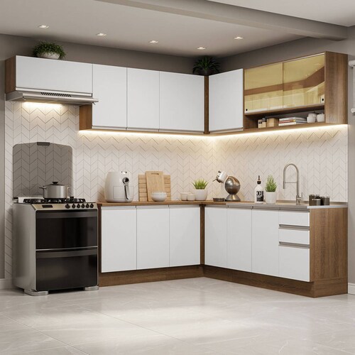 Cocina Integral Esquinera 469cm Glamy Madesa 01.