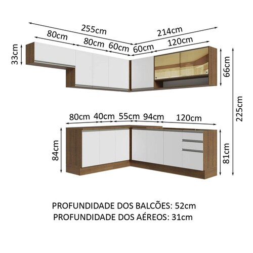 Cocina Integral Esquinera 469cm Glamy Madesa 01.